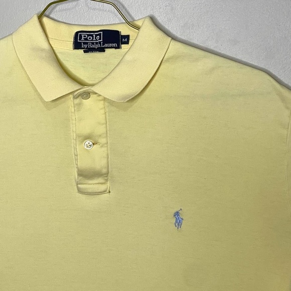 VTG Polo Ralph Lauren Mens Pale Yellow Classic Button Up Down Polo Shirt, Med - Picture 2 of 7